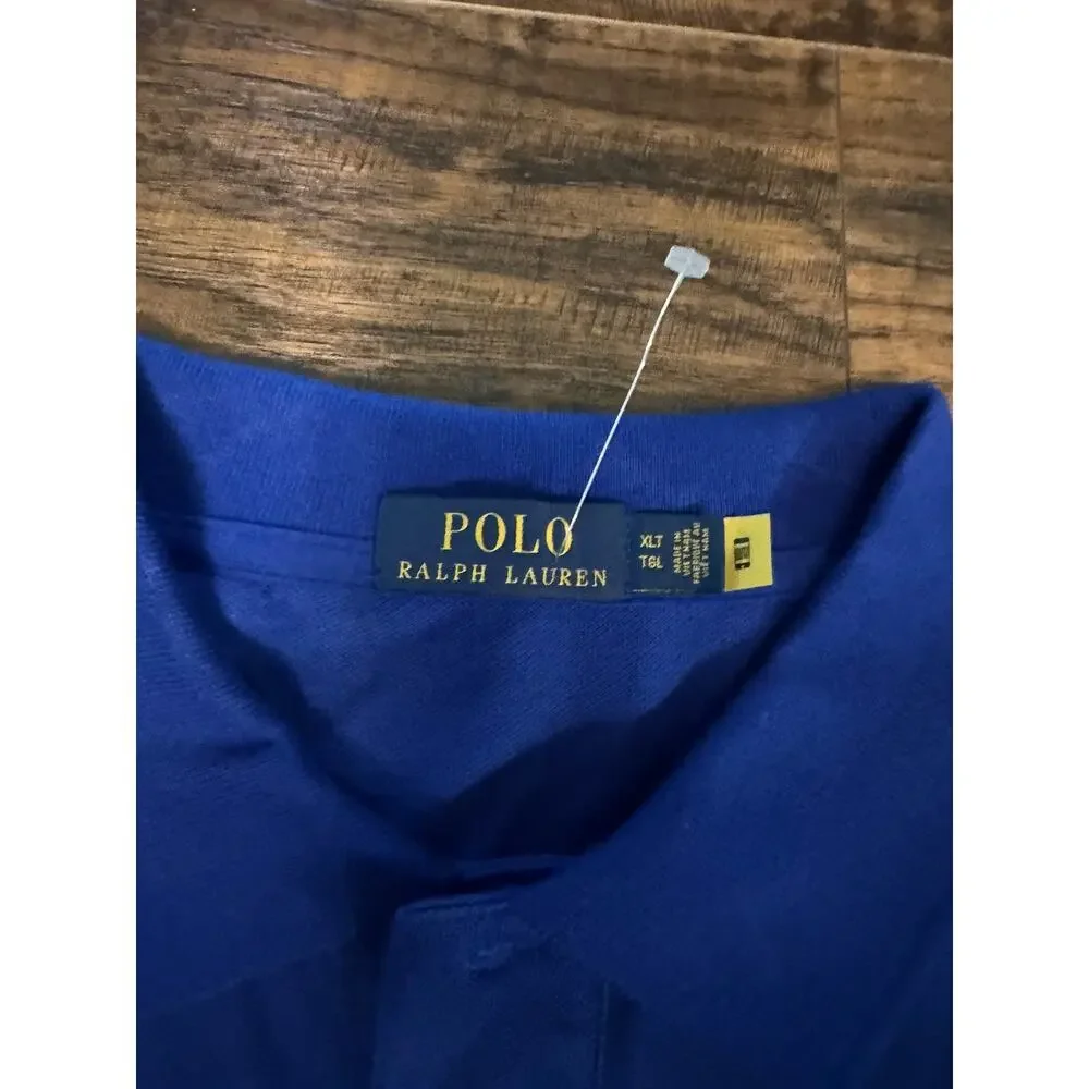 Polo Ralph Lauren Mesh Polo Shirt XLT Big & Tall Long Sleeve Pony Blue NEW